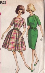4552 1962 SS SLIM OR FLARE DRESS PATTERN 14 34''B